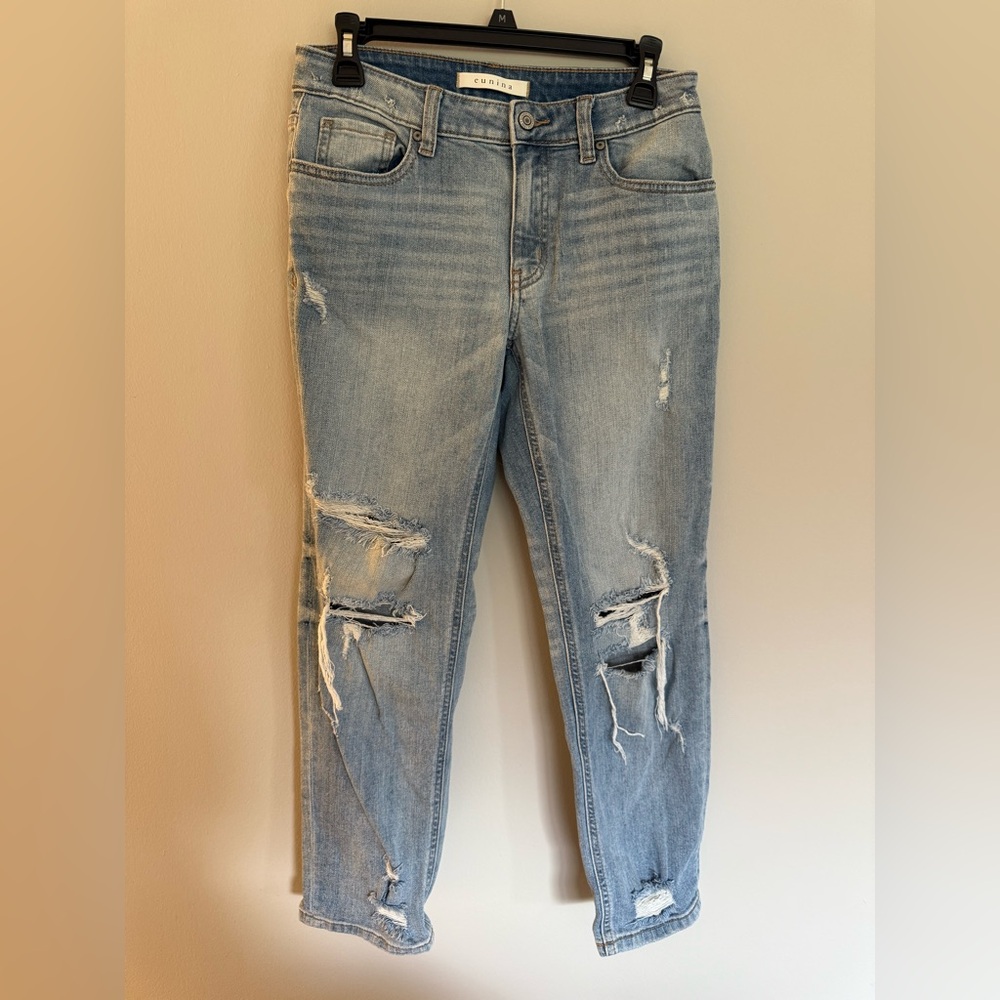 Eurina- Frankie Low Rise Girlfriend Distressed Blue Women's Jeans